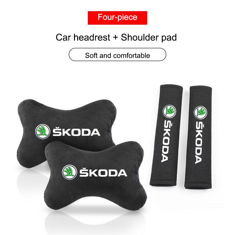 MIII6 Per Skoda Octavia Fabia Rapid Kamiq Scala Kodiaq Superb VisionS Yeti Karoq Enyaq Cuscino per Poggiatesta Auto Cuscino per Collo Spallaccio Cinture di Sicurezza