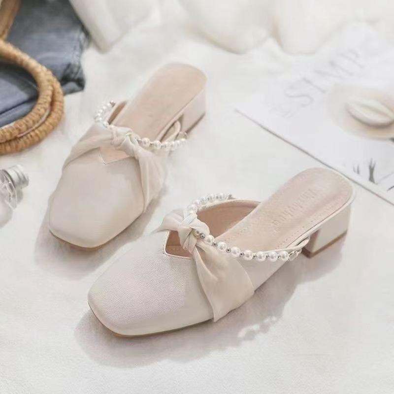 Women's Headband Sandals, Women's High-heeled Shoes, Thick Heel Shoes, Medium Heel Shoes, Lazy Shoes
