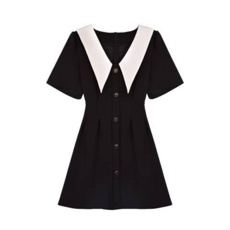 Vestido de verano para mujer, con cuello de muñeca, cintura adelgazante, talla grande, estilo extranjero