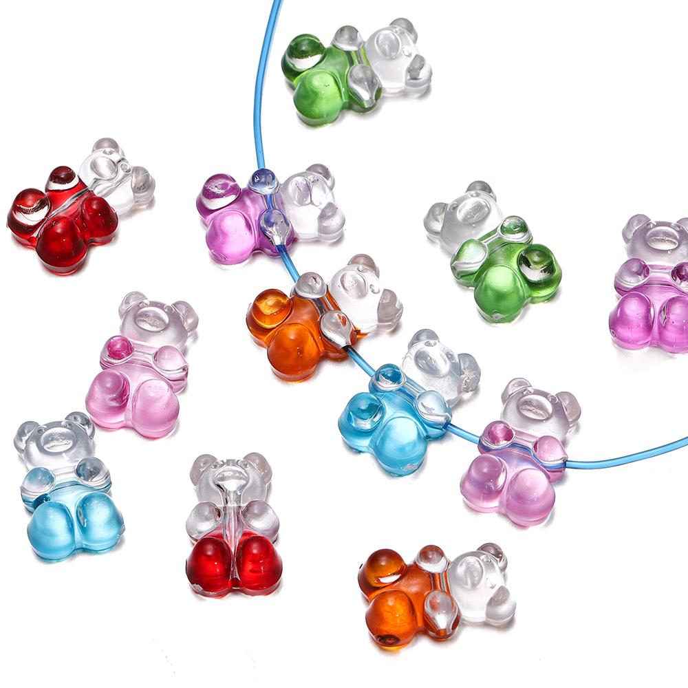 5Pcs/lot Metal Color Cute Bear Acrylic Beads Colorful Spacer Loose Bead for Necklace Bracelet Earrings Jewelry Making Supplies