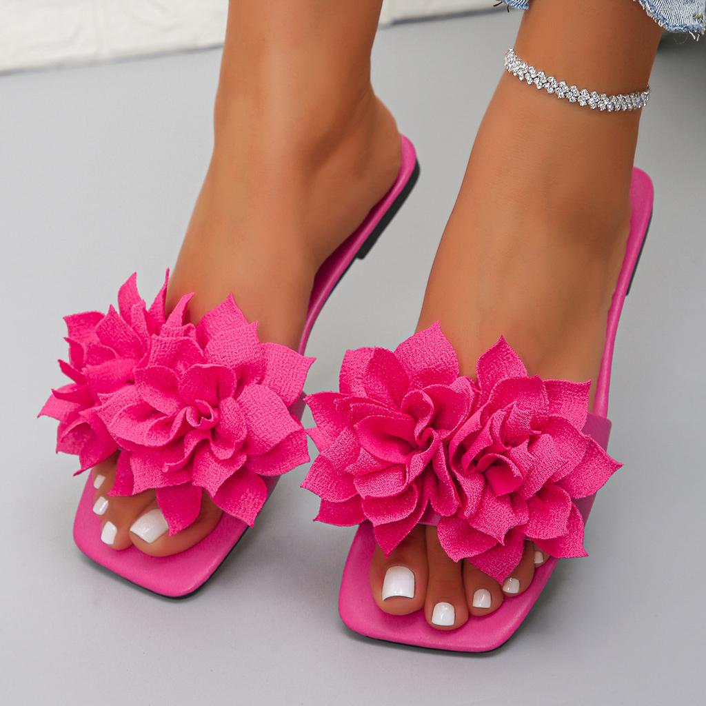 Flat-heeled Slippers, Women's Shoes, Square-toe Shoes, Beach Sandals