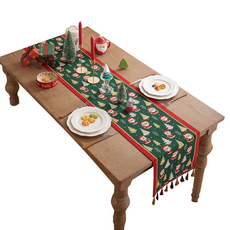 Christmas Color Table Flag American Retro Christmas Restaurant Atmosphere Decoration Tassel Cover Edge Cabine Bed Tail Flag New