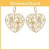 Heart Alloy Pendant Earrings With Butterfly Flower Design For Women