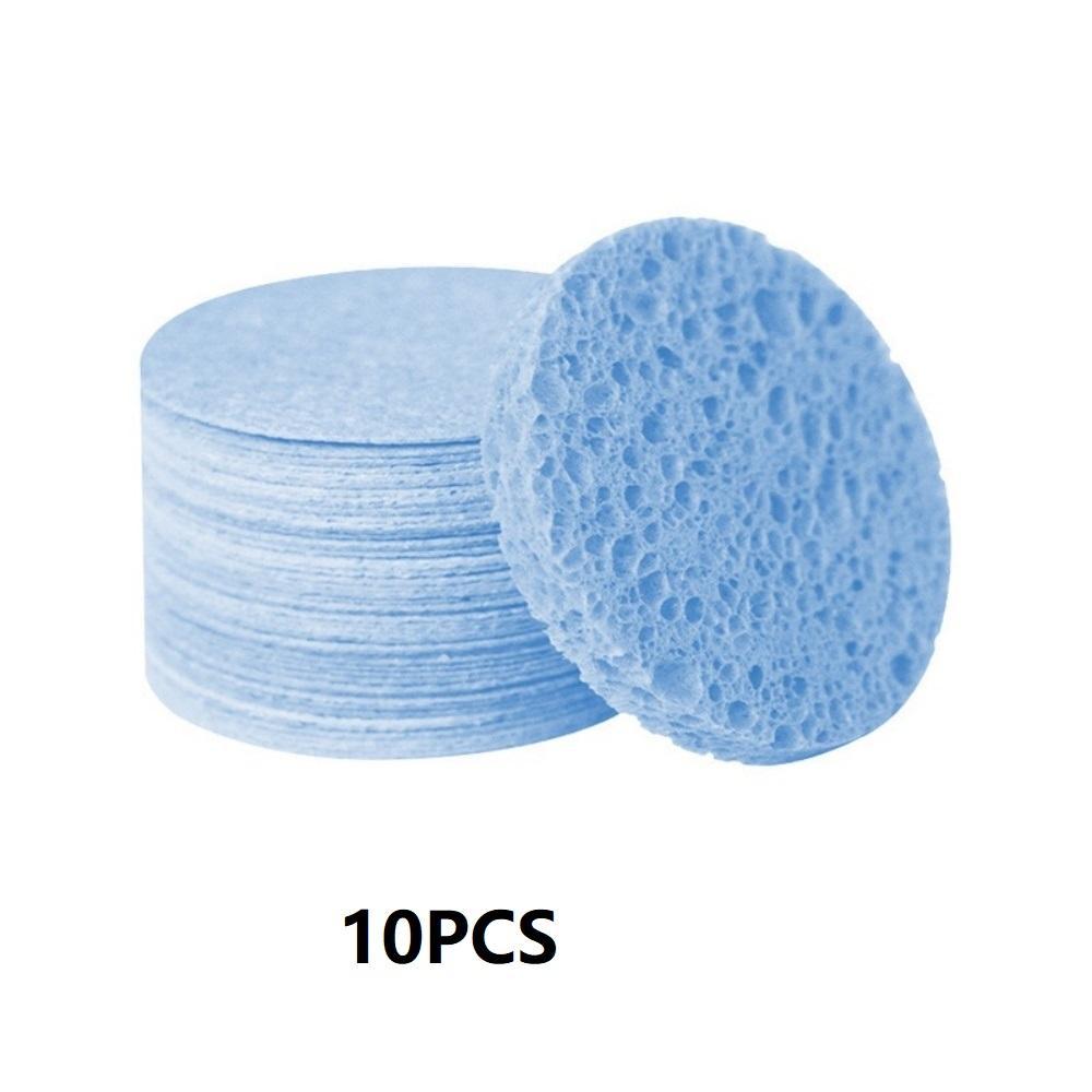 10 packs of compressed facial sponges, suitable for daily cleansing and gentle exfoliation, 100% natural cellulose beauty sponge