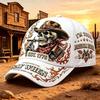 Nuovo Berretto da Baseball Cowboy Teschio del West Americano con Design a Fiamma Retrò e Protezione Solare