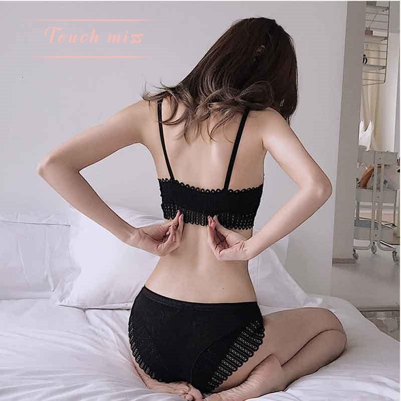 Sexy krajková podprsenka s trojúhelníčkovými košíčky Dámská podprsenka s kosticemi Zapínání vpředu Podprsenka s kosticemi na horním dílu Sladká Pohodlná Lehká Prodyšná