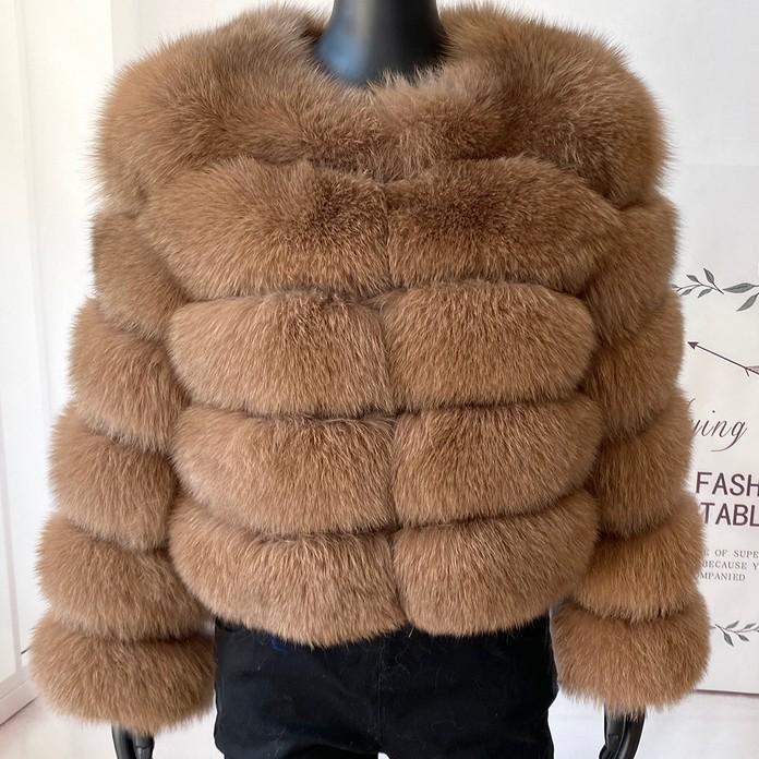 Kurzer Wintermantel aus Kunstfuchs für Damen - Europäischer & Amerikanischer Stil, Langärmelig
