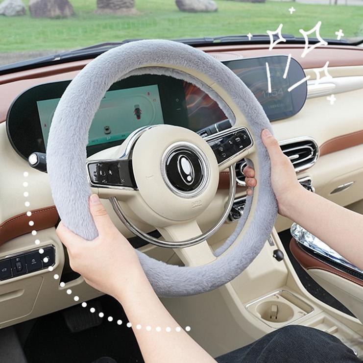 Imitation rabbit hair car steering wheel cover plush warm non-slip car steering wheel handle cover winter car interior supplies