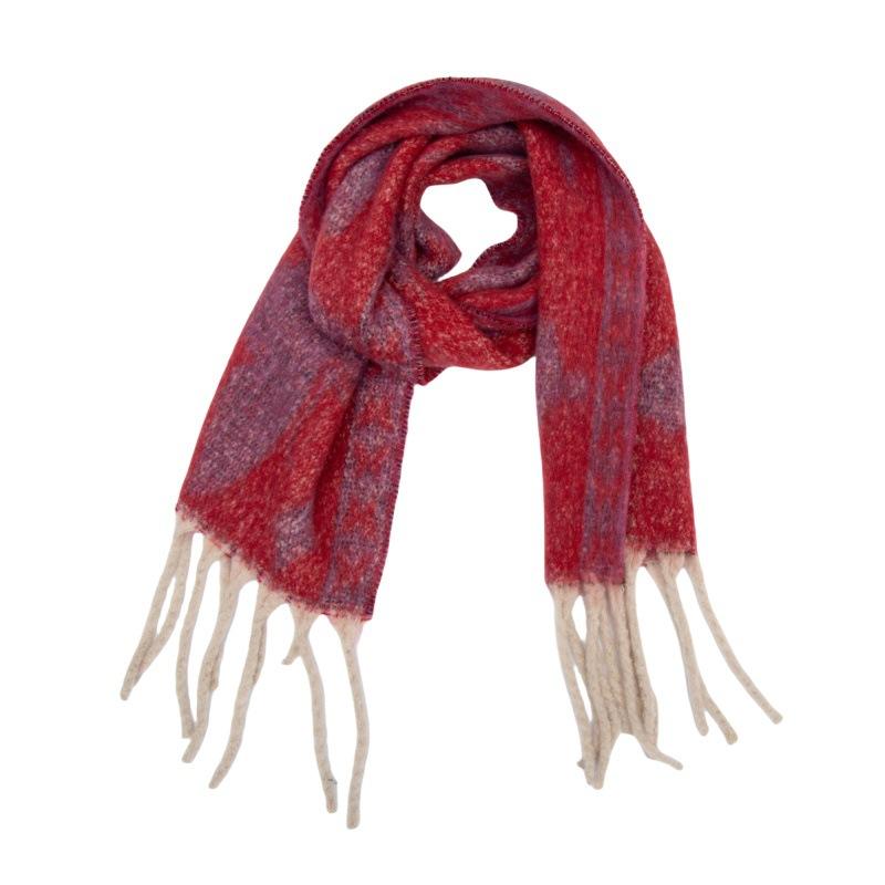 Women Winter Retro Knitted Scarf Headscarf Ladies Casual Animal Print Tassel Warm Scarve Mujer Foulard Thick Wrap Shawl New