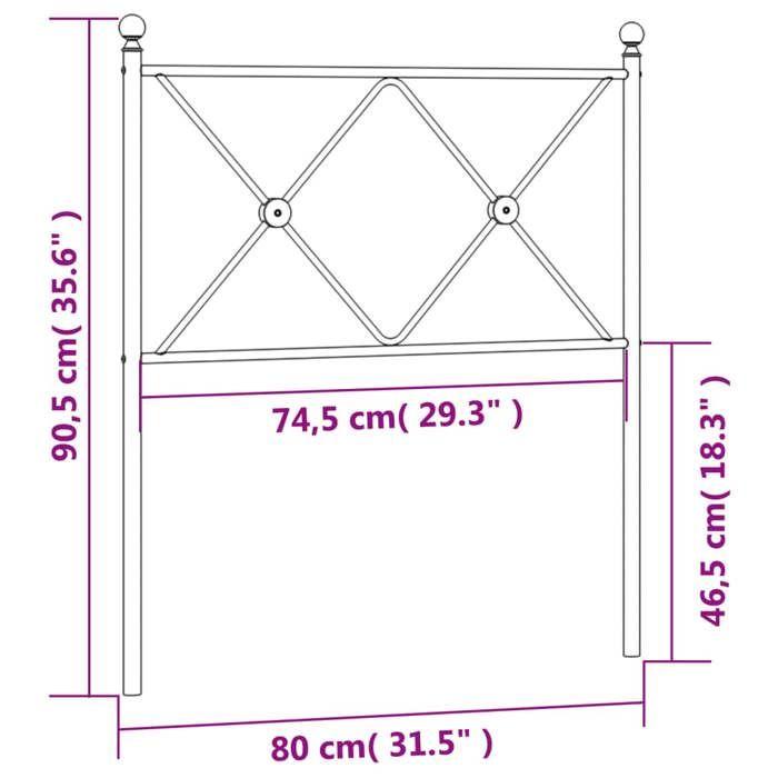VidaXL Black Metal Headboard 75 Cm, Headboard for Single Bed, Black Headboard,, Metal Headboard 376528
