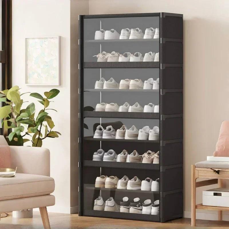 Multilayer Dustproof Shoe Rack Cabinet - Transparent Design for Small Spaces Spacious Storage Organizer Shelf for Shoes