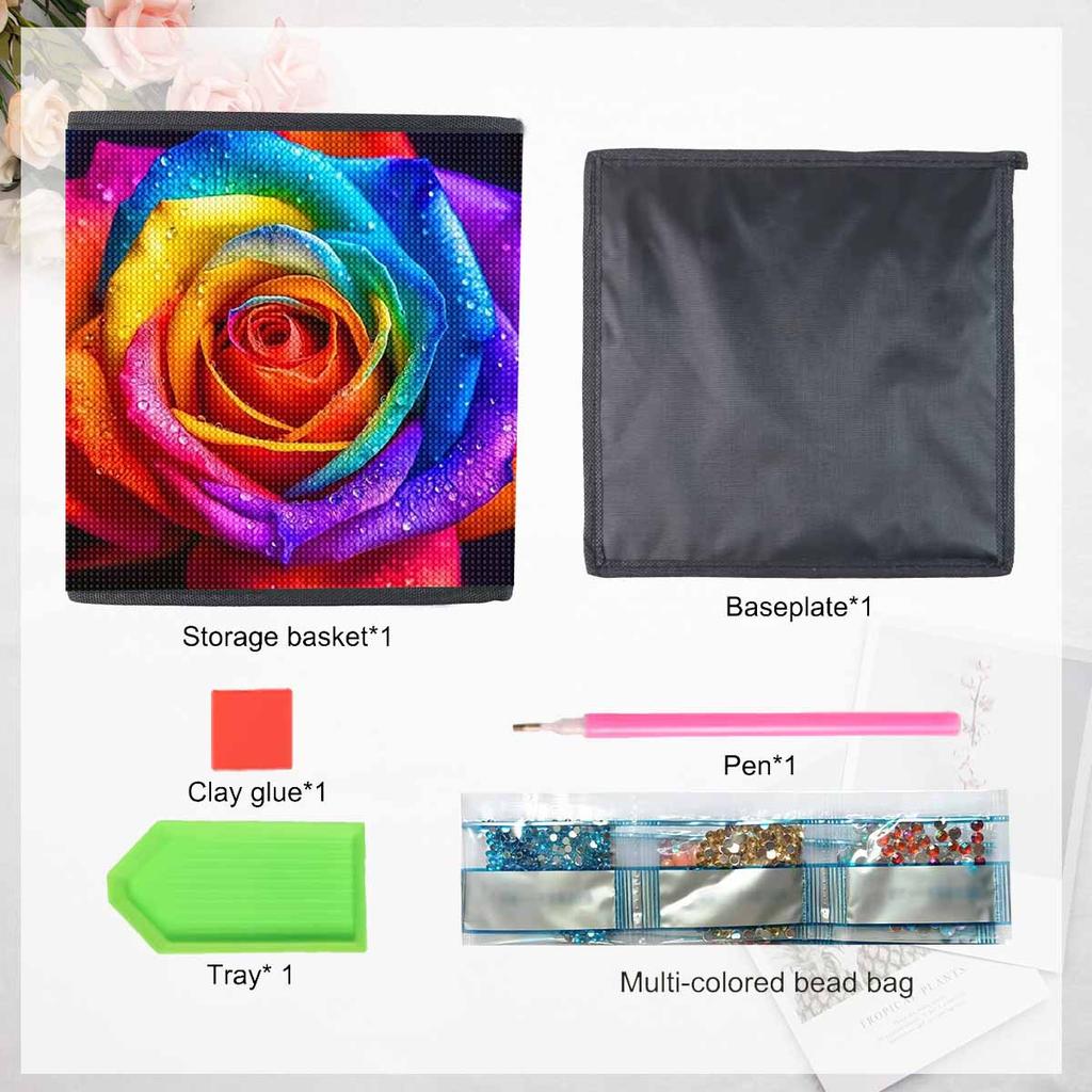 Colorful Flowers 5D Diamond Painting Storage Basket Full Round Drill Mosaic Diamond Embroidery Cross Stitch Kits Home Decor Home Decor