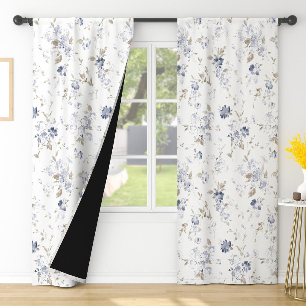 Minimalist Botanical Floral Pattern Home Curtains Bedroom Living Room Hotel Window Decor Drapes Curtain With Grommet Light Blocking Polyester Perfect