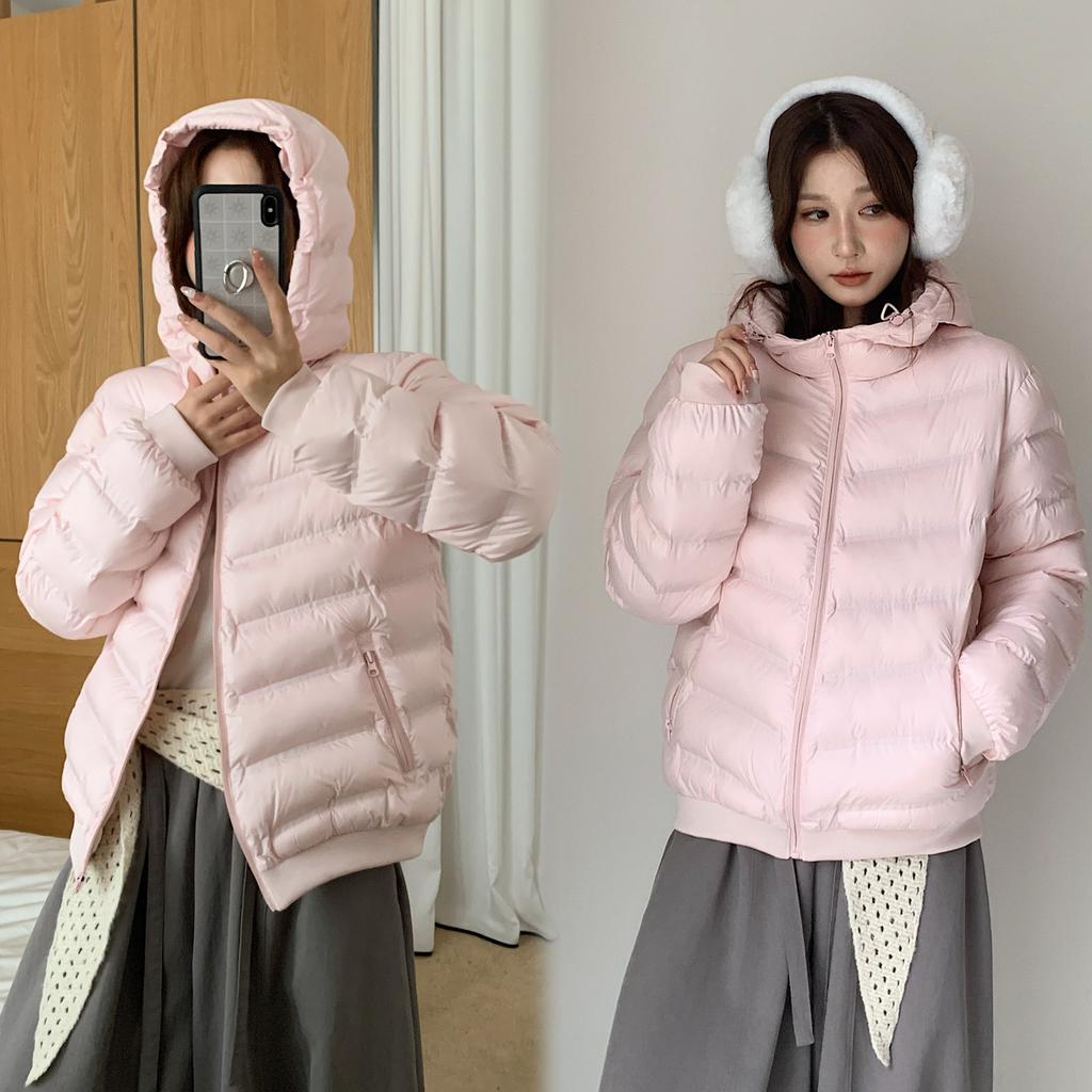 Ribs hooded short light and slim cotton-padded clothes women's winter new loose small cotton-padded jacket