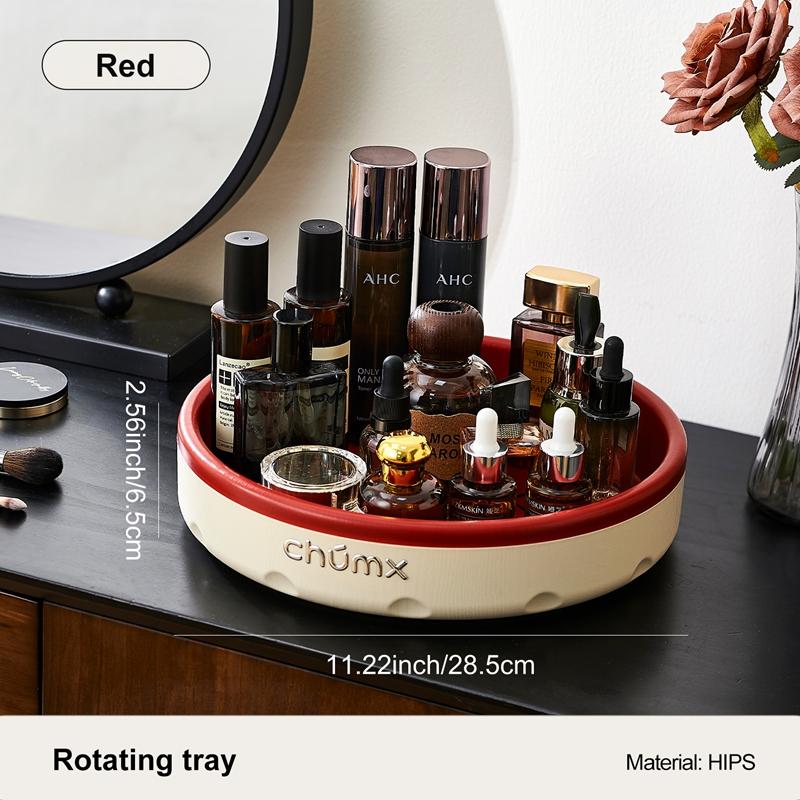 

Desktop storage box, 360-degree rotating makeup organizer, perfect for bedrooms, living rooms, and bathrooms, stylish design красный