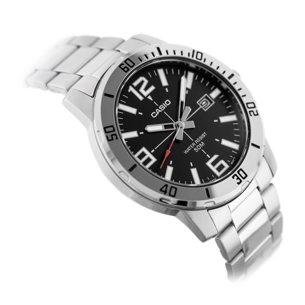 Casio Enticer Stainless Steel Black Dial Casual Analog Sporty Watch MTP-VD01D-1BV Men's