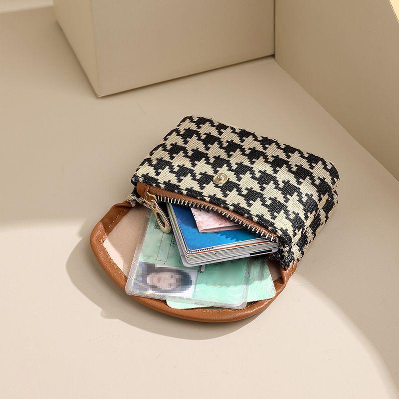 Mini Square Plaid Canvas Lipstick Makeup Bag Plaid Coin Wallet Large Capacity Storage Bag