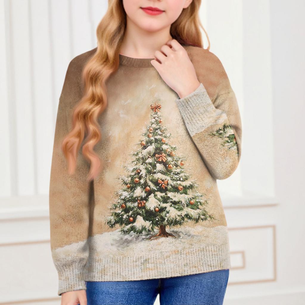 Christmas Day Sweatshirts For Children Boys And Girls Knit Sweater Cute Shirt Fall Crewneck Pullover Tops
