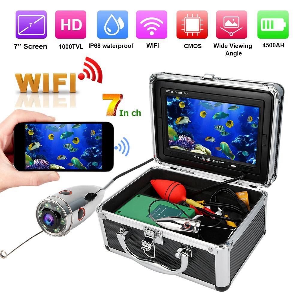 7in TFT Wifi CMOS 1000TVL Underwater Video IR Camera Monitor IP68 65.6ft
