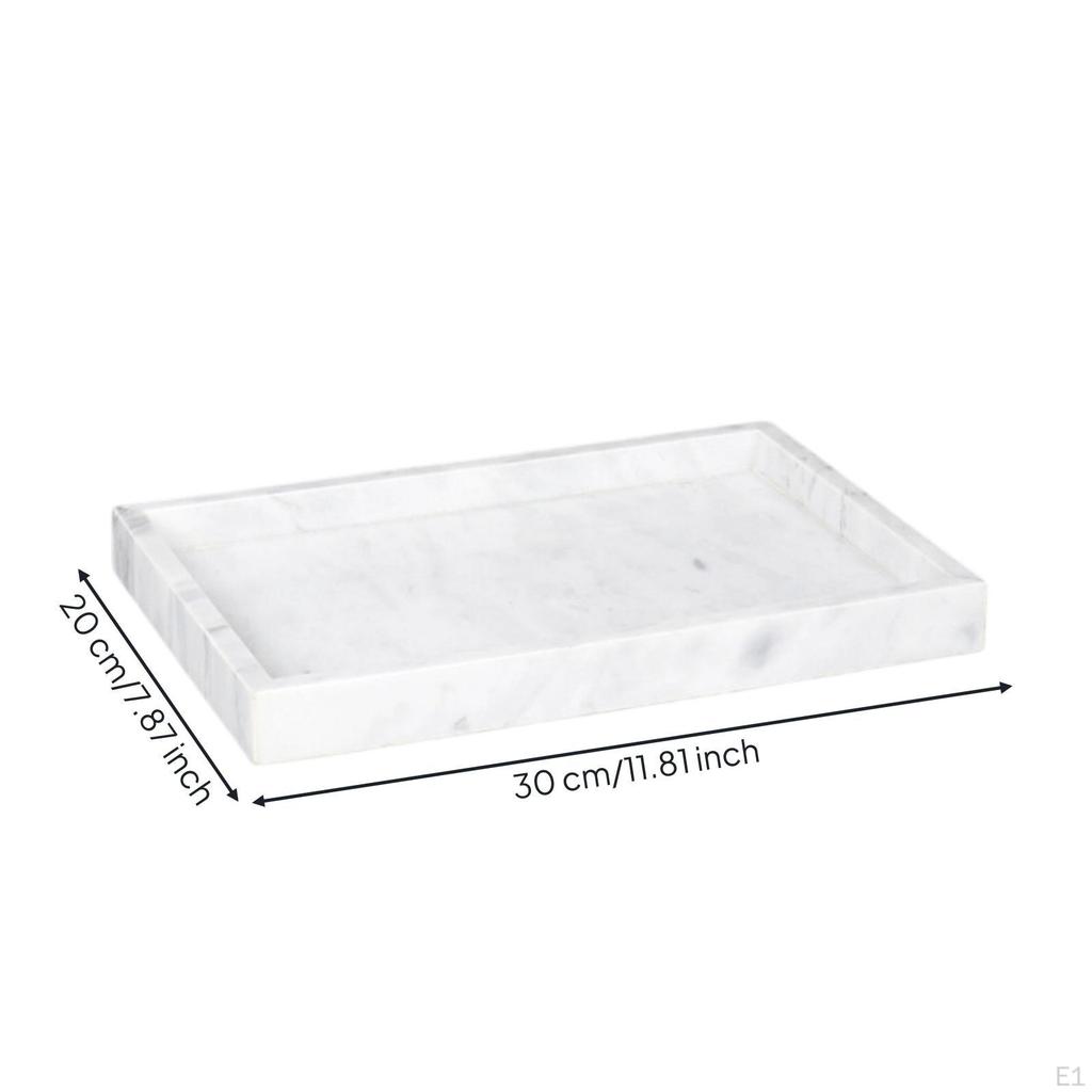 Marble Tray with Raised Sides Elegant Sleek for Dresser