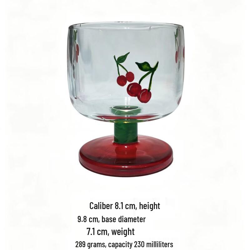 Changqi Strawberry Cherry Painted Glass Beverage Cup Set