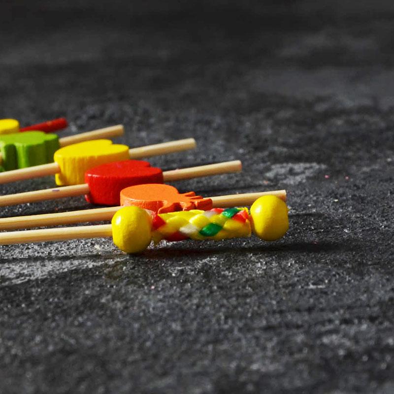 100pcs 12cm Fruit Cocktail Pick Stick Different Style Bamboo/PVC Buffet Cupcake Toppers Bar Tools Barware