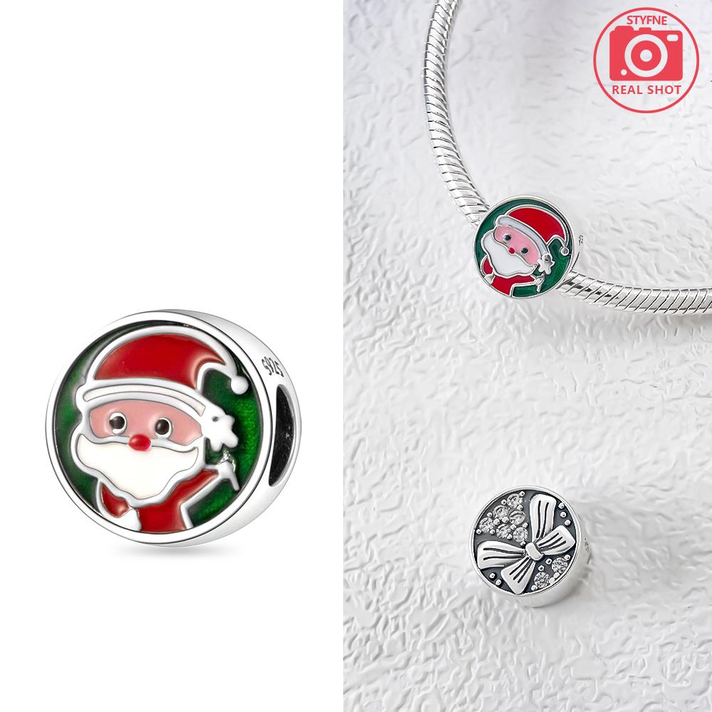 Original Charms Copper White Snowman Snowflakes Christmas Tree Pendant Beads Fit Bracelet Women Making Gift Accessory