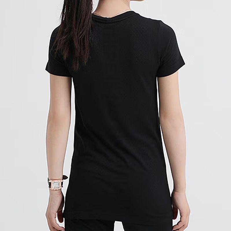 Nike Logo Print Quick-Dry Breathable Round Neck Short Sleeve T-Shirt Women Tops Black AT4546-010