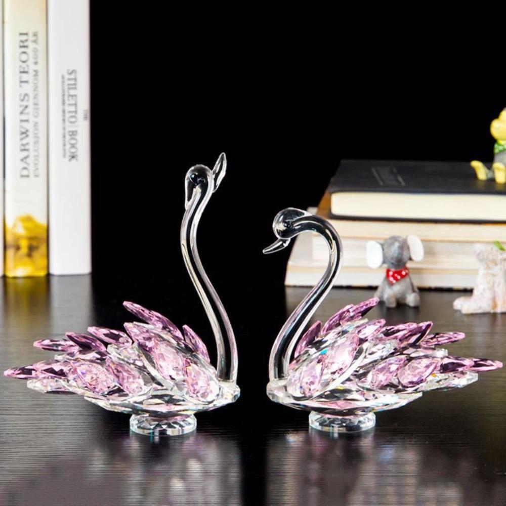 Creative Swan Statue Elegant Crystal Desktop Ornaments Crystal Swan Figurine  Home Decoration