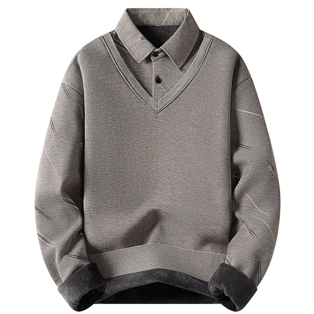 Men's Casual Color-blocking And Patchwork Style Two-piece Hoodie, Men's Loose V-neck Patchwork Lapel Shirt Hoodie