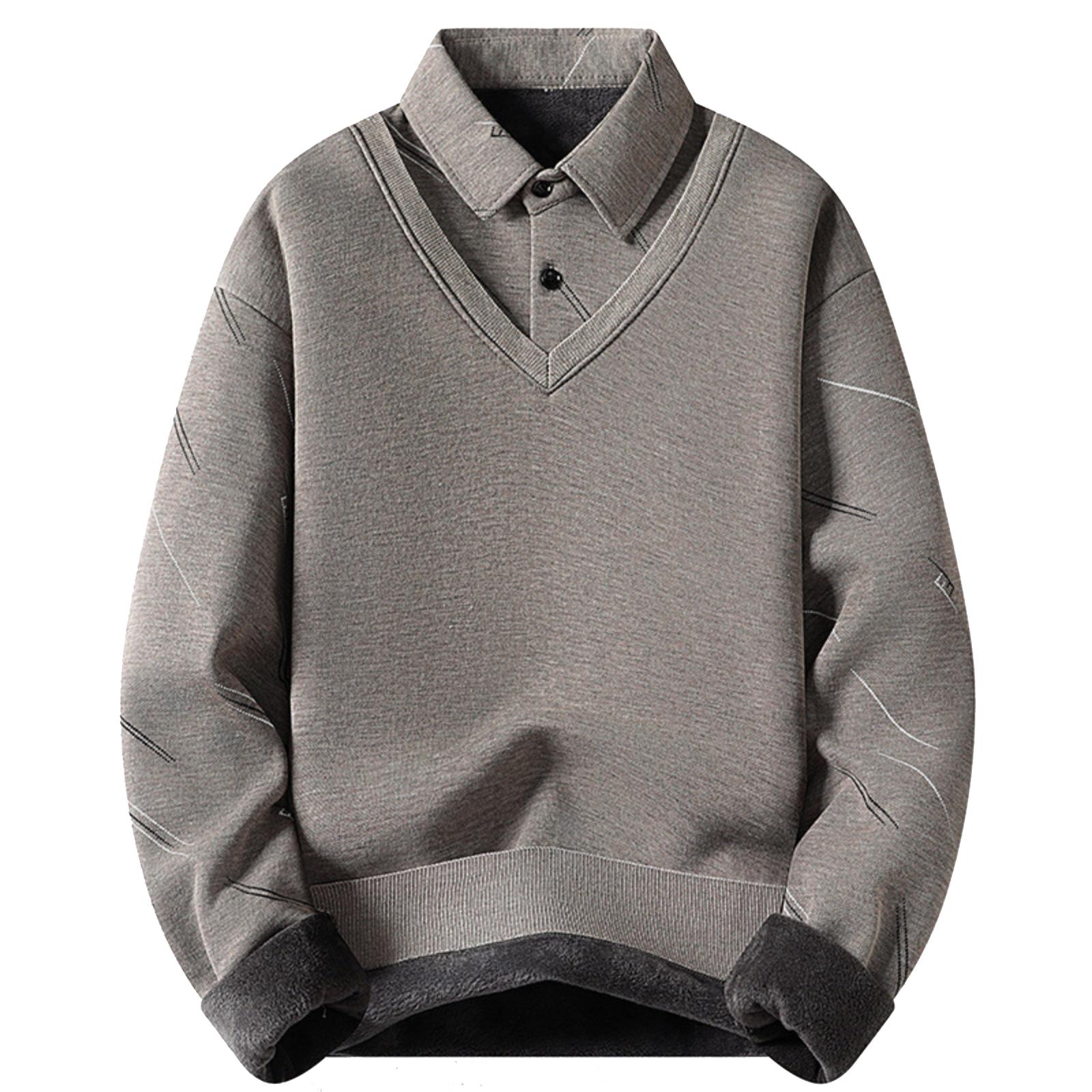 

Мужское повседневное худи из двух частей в стиле колор-блок и пэчворк, мужское свободное худи-рубашка с лацканами и V-образным вырезом XXL хаки