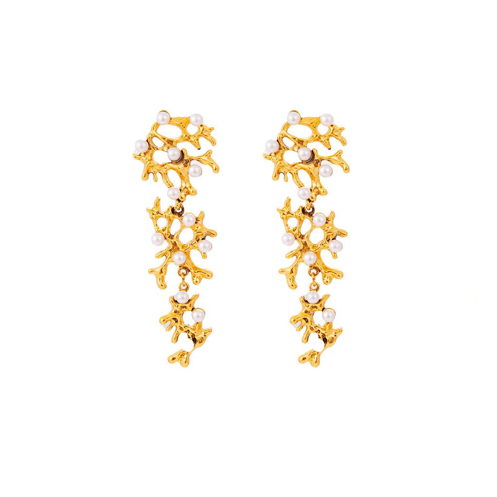 Exaggerated and Elegant Metal Earrings Long Irregular Ear Decorations with Advanced Sensation