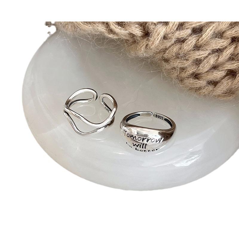 S925 Simple Style Sterling Silver Ring Female Affordable Luxury Fashion Personalized Graceful and Wild Special-Interest Design Advanced Open Ring