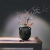 Elegant Wabi Sabi Ceramic Vase Bud Holder Vintage Farmhouse Flowerpot for Living Room Office Tabletop Decor