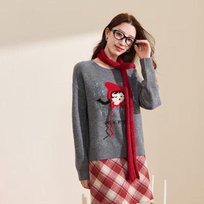 Sancai Plus Size Little Red Hat Crochet Knitted Sweater