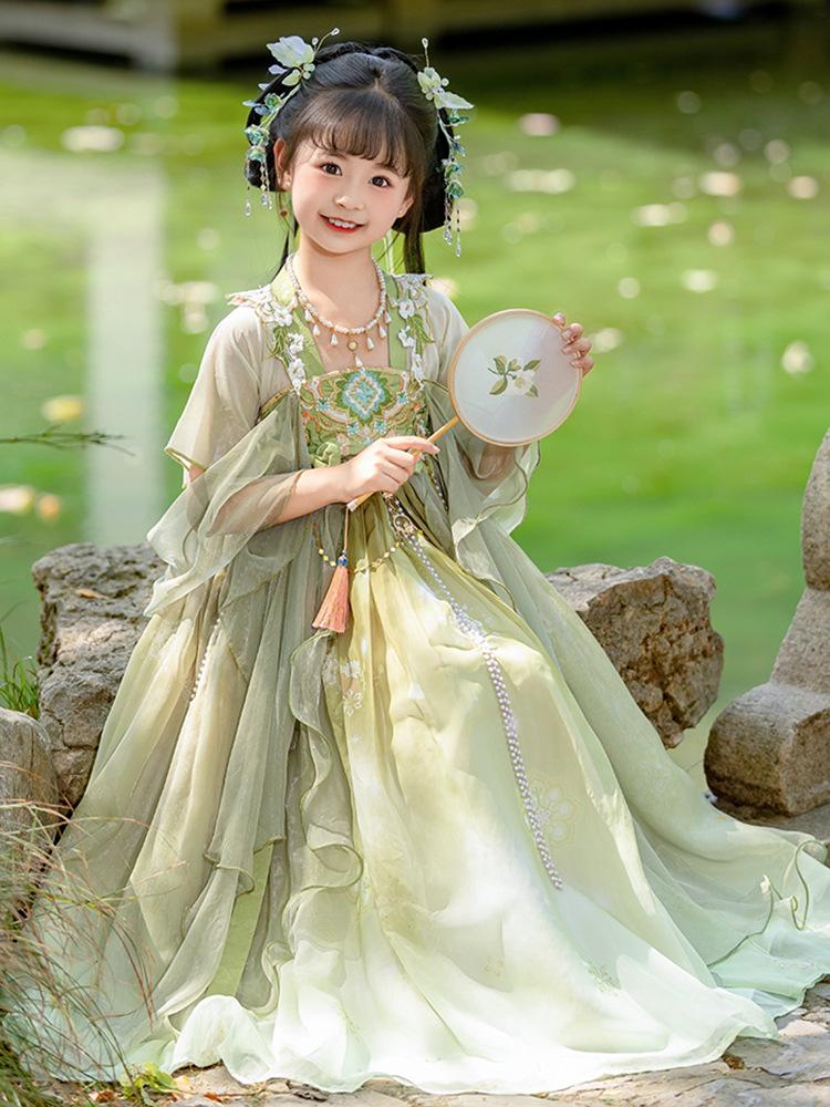 Girls' Summer Hanfu Dress - 2026 New Tang-Inspired Fairy Costume