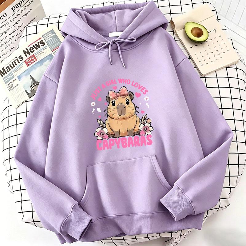 Funny Capybara Sweatshirt Cartoon Anime Hoodies Women Cute Anime Manga Hoody Long Sleeve Hoodies Female Sportwear Clothes Tops