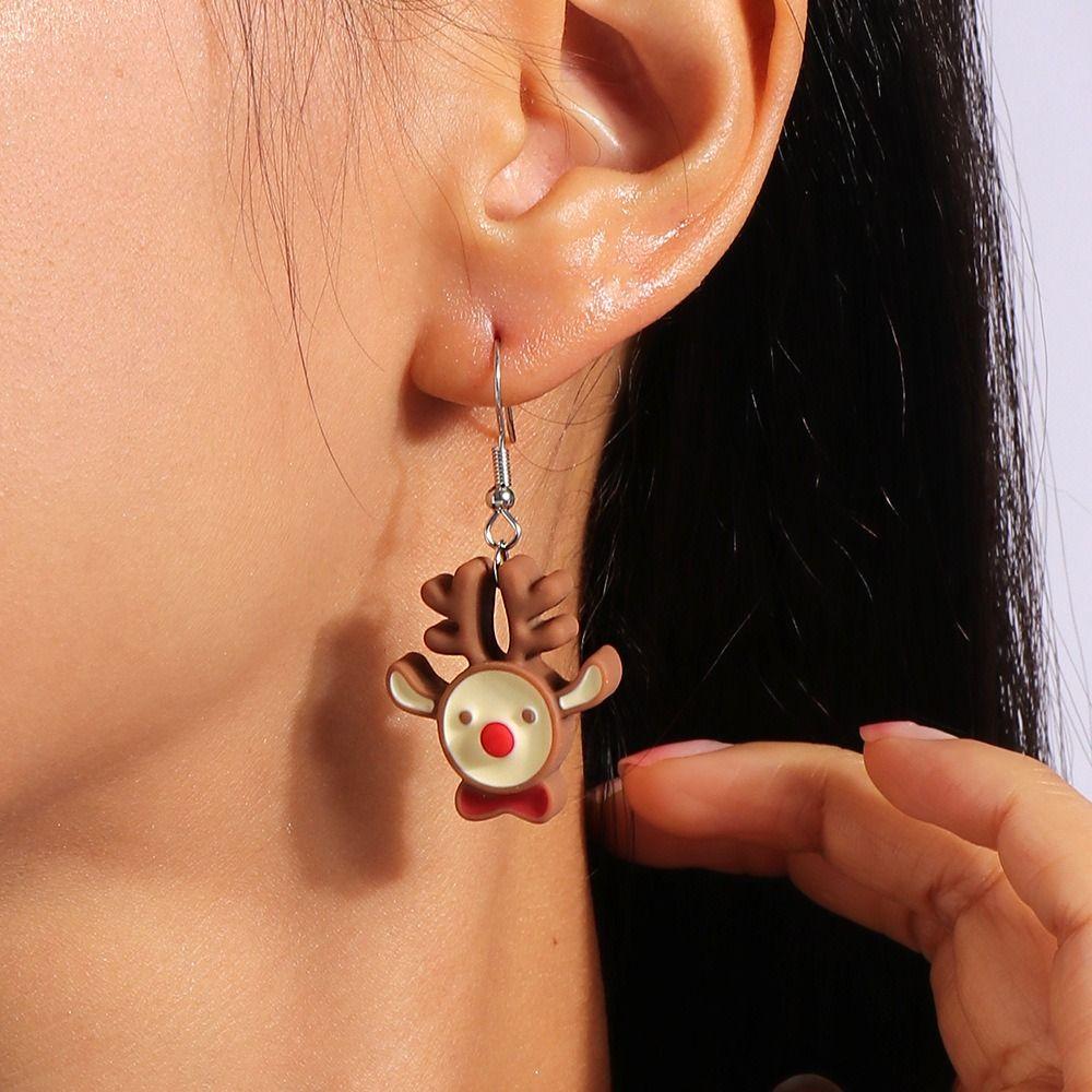 Xmas Tree New Year Earrings Party Festival Wreath Circle Earrings Women Girls