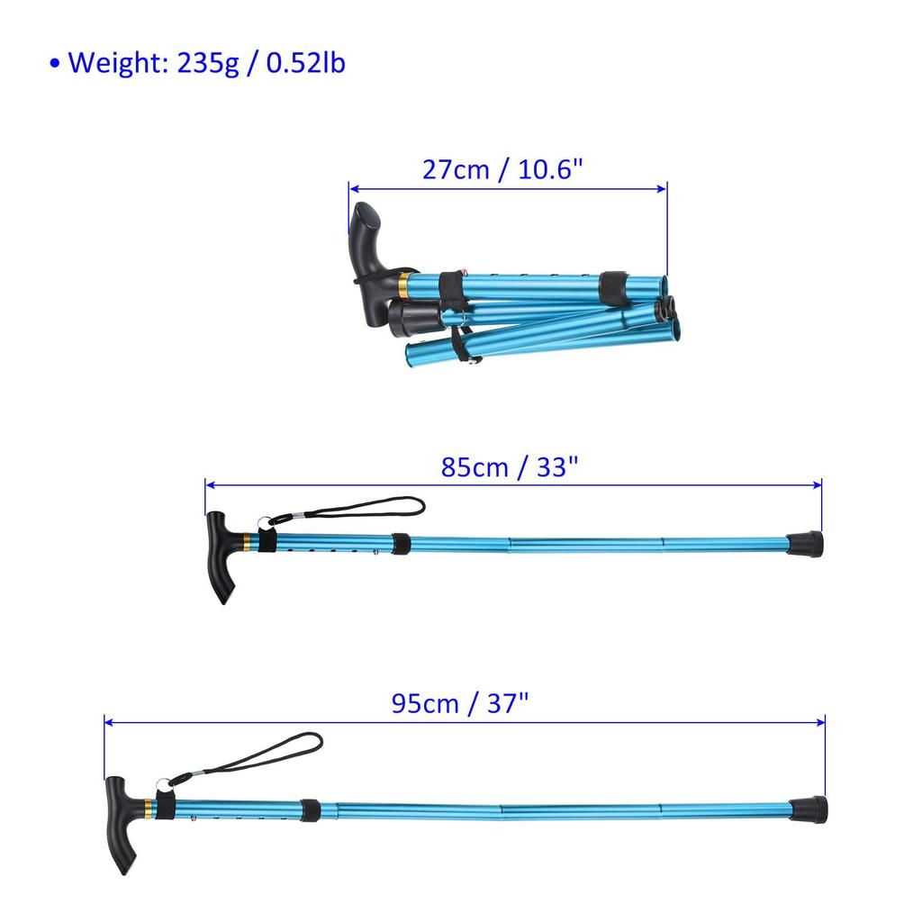 METERXITY 2-Piece Trekking Poles - Folding Hiking Walking Sticks with Telescopic Extender, Unisex, for Walking and Backpacking (33-37", Blue)