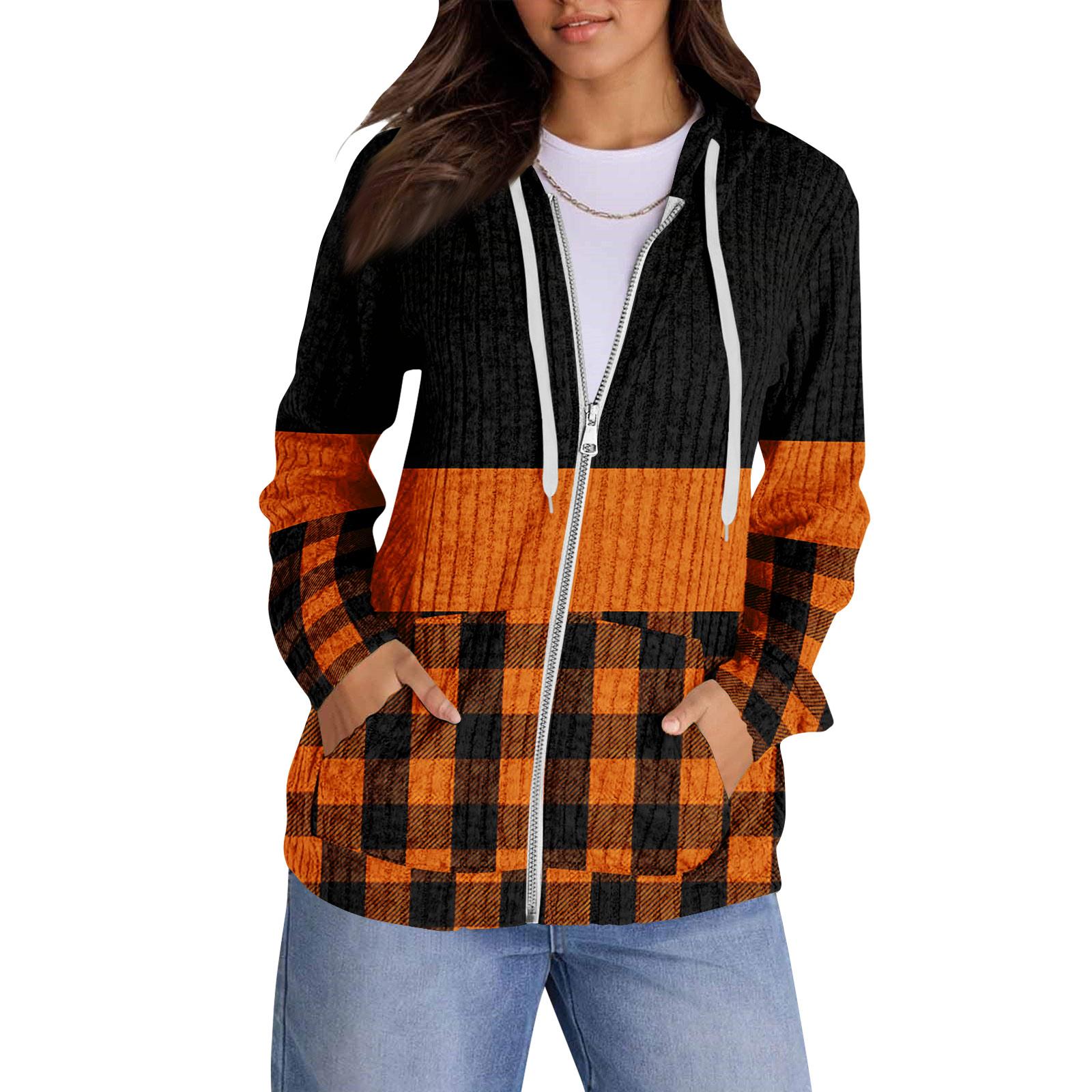 

Толстовки с капюшоном для женщин, модные топы, повседневная осенняя мода, свитшот с длинным рукавом и карманами, легкий пуловер L оранжевый