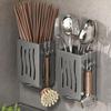 Wall Mounted Chopsticks Cage Black Cutlery Holder Multifunctional Drain Chopsticks Basket  for Home