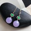 Natürliche Violette Chalcedon Perlen Ohrringe Für Frauen Eingelegter Diamant Neu In Vintage Mode Charme Ohrstecker Hochzeitsschmuck