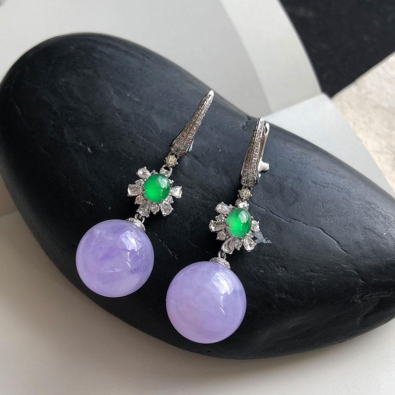 Natürliche Violette Chalcedon Perlen Ohrringe Für Frauen Eingelegter Diamant Neu In Vintage Mode Charme Ohrstecker Hochzeitsschmuck
