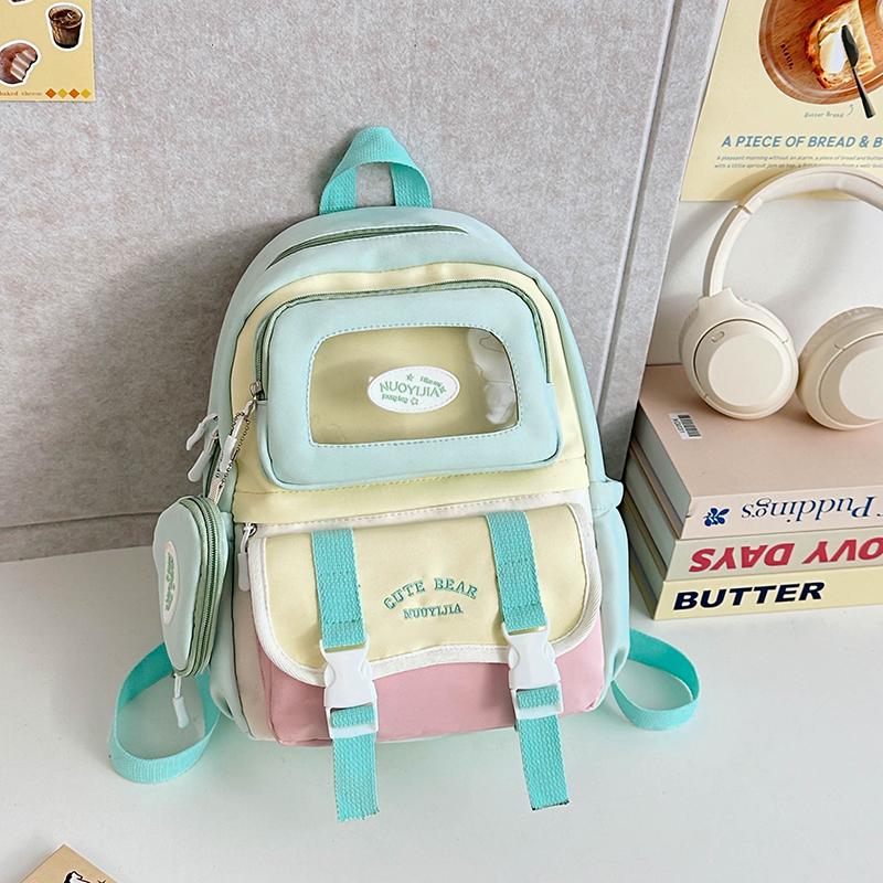 Girls Backpack Junior High School Student Backpack Color Contrast Student Schoolbag