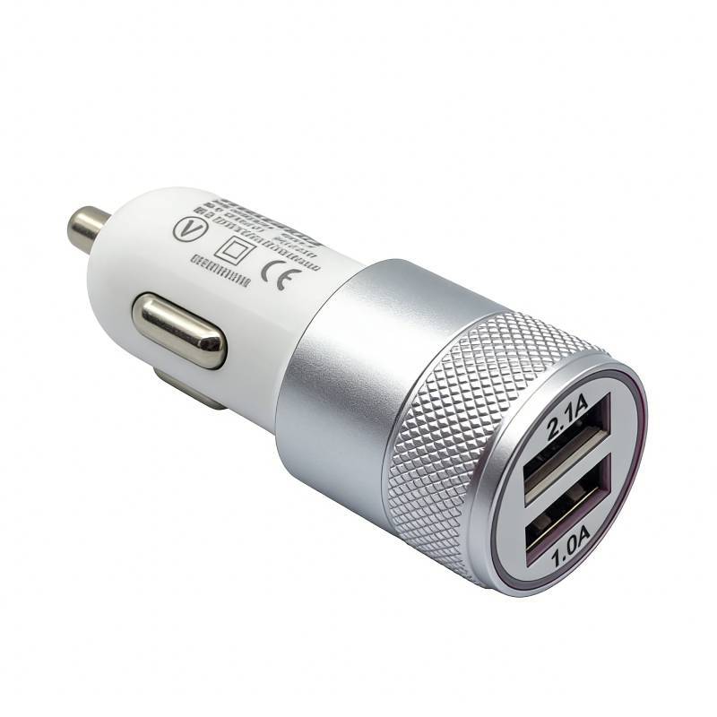 Universal Car Power Adapter With Dual Usb Ports Aluminum Alloy Fast Charger For Smartphones And Tablets