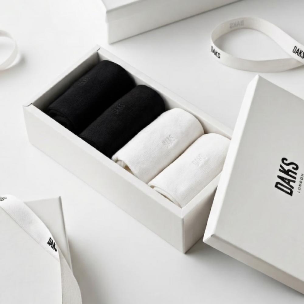 Daks Cotton Blend Mid Cut Socks Set Of 4 With White Logo Embroidery Dcss6f220wt Single option