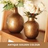 Vază de flori antică din metal auriu pentru decorul casei| Ghiveci decorativ de masă pentru cadou | (Pachet de 2, Auriu) (Floare nu este inclusă)