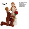 Tabletop Romantic Proposal Figurines Faceless Wedding Couple Figurine, Resin Statue, Engagement Souvenirs with Rose Details Sculpture for Living Room