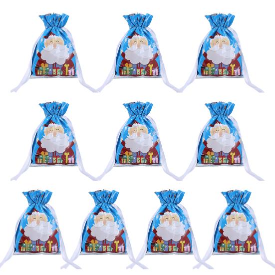 10 Pcs Christmas Drawstring Gift Bags Large Candy Cookie Wrapping Bags for Birthday Holiday Presents Xmas Party Supplies