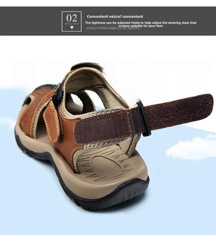 Herren Große Rindsleder Baotou Sandalen - Sommer Atmungsaktive Sport Outdoor Strandschuhe
